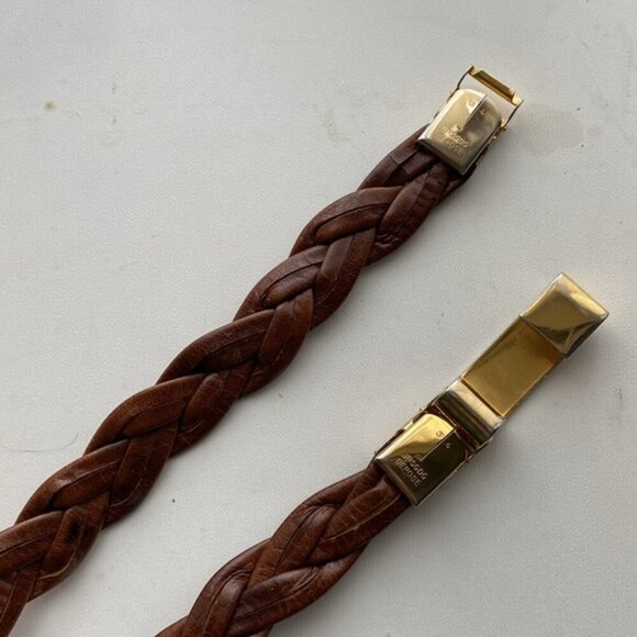 Gold and Brown Vintage Leather Belt Size small medium - Picture 6 of 13